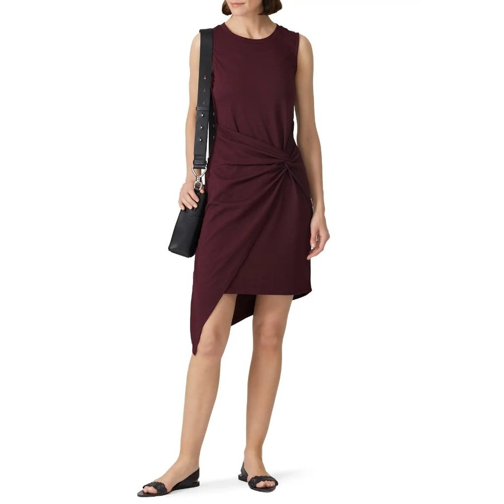 TROUVÉ Burgundy Twist Knot Uneven Hem Sleeveless Bandage Dress Size S NWT